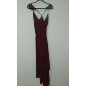 Lulu's Dress Here's to Us Burgundy‎ High-Low Wrap Dress Size X-Small